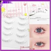 VYBL 5PAIRS ทั้งคู่ ขนตาปลอมส่วนล่าง ก้านโปร่งใส ปีศาจตัวเล็กๆ ขนตาปลอมชิ้นเดียว ธรรมชาติตามธรรมชาติ ดีไอวาย เครื่องมือปิดตา สำหรับผู้หญิง