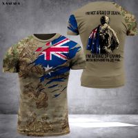 New Fashionfashion australian fashion shirt flag army veteran skull world country 3d printed high quality milk fiber t-shirt round neck men female casual tops 2023