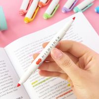 ปากกาเขียนชุดปากกาไฮไลท์ม้าลาย5สีปากกาเขียนข้อความอ่อนหัวคู่พู่กันระบายสีมาร์กเกอร์ WKT7