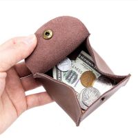 ¤ 1PCS Mini Vintage cowhide Mens Coin Purse Zipper Coin Wallet Retro Key Holder Small Money Bag Money Change Coin Pouch