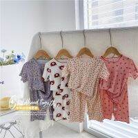 Girls Summer Clothing Sets Pyjama Set for Kids 7/8 Length Pants Icy Fabric Clothes Suit Air-conditioned Clothing Set