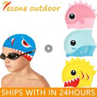 Swimming Cap Cartoon Silicone Waterproof Swim Caps Adult Kids Long Hair Pool Hat With Ear Cover Protector Diving Equipment Tool