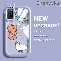 เคส Chenyyka สำหรับ OPPO A52 A72 A92เคส4G ลายการ์ตูนหมีน่ารักสัตว์สร้างสรรค์เลนส์กล้องถ่ายรูปมอนสเตอร์ตัวน้อยน่ารักเคสโทรศัพท์โปร่งใสซิลิโคนนิ่มเคสห่อหุ้มกันกระแทก