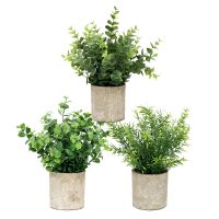 New Vintage Pulp Pot Simulation of Green Plants Small Potted Plants Artificial Flowers Bonsai Decoration in House Office