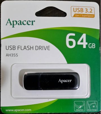 Flash Drive แฟลชไดร์ฟ 64GB Apacer (AH355) USB 3.2 Black