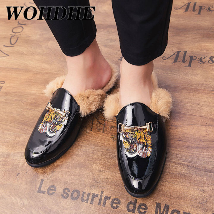 designer-slippers-mens-fur-mules-plush-shoes-mens-winter-2021-new-plush-flat-bottom-lazy-slip-on-slippers-cotton-half-shoes