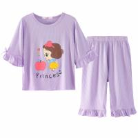 Printed Teenager Children Clothing Home Wear Suits Baby Clothes Sets Half Sleeve Pajamas Casual Girls Kids Sleepwear For 4-12 Y