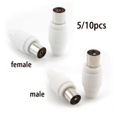 75-5 Free Welding RF Television Male Female Plug 9.5 TV RF Terminal Antenna Connector White Colour 9.5 Video Plug Adapter Replacement Parts