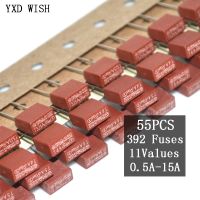 【YF】 55pcs/Set 392 Square Plastic Fuse Assortment Kit 0.5A 1A 2A 2.5A 3.15A 4A 5A 6.3A 8A 10A 15A 250V Fuses Slow Blow Tube set