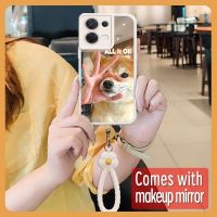 Makeup mirror dustproof Phone Case For OPPO Reno8 5G trend flower originality Hangings Soft case interest Raised lens