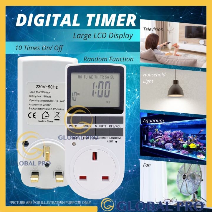 Plug in Programmable Digital Electrical 24 hour & 7 Day Timer Plug Socket  Lights