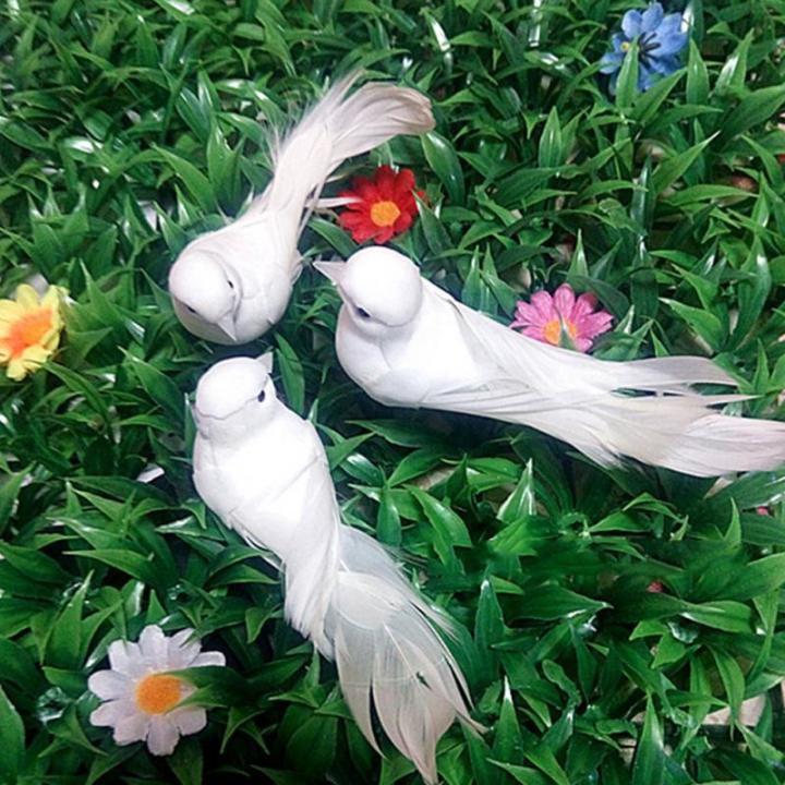 2ชิ้น-ล็อตโมเดลนกพิราบดอกกุหลาบโฟมปลอมเลียนแบบนกสัตว์สวนขนาดเล็กเครื่องประดับตกแต่งบ้าน