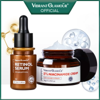 VIBRANT GLAMOUR เซรั่มเรตินอล+ชุดครีมบำรุงผิวหน้า Niacinamide 8%+5X Ceramide+3X Centella Asiatica ไวท์เทนนิ่ง อินเทนซีฟ ไบร์ทเทนนิ่ง แอนตี้-เอจจิ้ง 2 ชิ้น