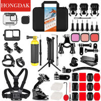 HONGDAK สำหรับ GoPro Hero 11 10สีดำชุดอุปกรณ์เสริมสำหรับ Go Pro Hero 9 Action Camera Kit Selfie Stick ขาตั้งกล้อง Mount พร้อมสายคล้องคอ