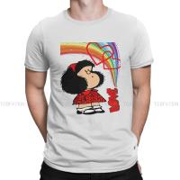 Mafalda Cartoon 100% Cotton Tshirts Hearts And Rainbow Personalize Homme T Shirt New Trend Clothing 6Xl