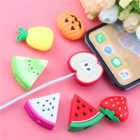 Penutup Pelindung Kabel Imut Silikon Winder Pelindung Gigitan Kabel Pengisi Daya Usb Buah Kartun untuk IPhone7 8 X Plus Penyangga Organiser