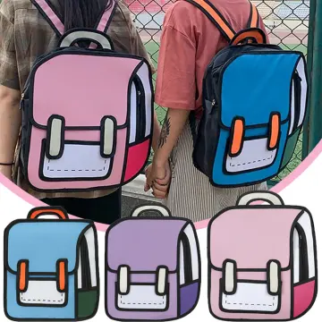 Creative Women 2d Drawing Backpack Cartoon School Bag Comic Bookbag For  Teenager Girls