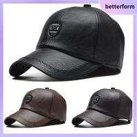 BETTERFORM ฤดูหนาวฤดูใบไม้ร่วงฤดูหนาว หมวกเบสบอลหนัง กีฬานอกสถานที่ ปรับได้ปรับได้ หมวกกันความร้อน ลำลองแบบสบายๆ หมวก Snapback ชายหญิง