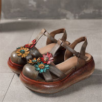 "Women s comfortable fashion leather sandals girls thick thick bottom bottom sandals ms Mary Jane leather sandals &amp; # 39 s