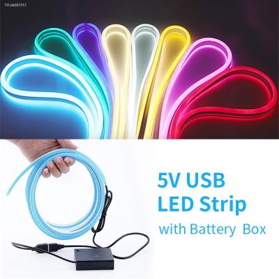 ☁☢ DC5V LED Strip Waterproof Neon Light Lamp USB/Battery Powered Flexible Neon Rope Ribbon 2835 120Leds/m Soft Diode Tape 0.5M-5M