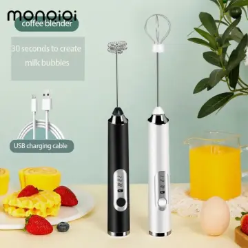 Milk Frother, Handheld Electric Egg Whisk USB Rechargeable Foam Maker with  Stainless Steel Whisks & 3 Speed Adjustable Egg Beater Mini Blender Drink