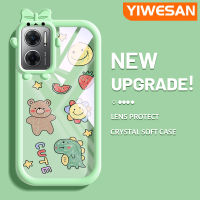 เคส Chenyyyka สำหรับ Xiaomi Redmi 10 5G Redmi Note 11E 5G Redmi 11 Prime 5G เคสการ์ตูนไดโนเสาร์และหมีลายน่ารักเลนส์กล้องถ่ายรูปปิศาจน้อยน่ารักเคสโทรศัพท์โปร่งใสเคสห่อหุ้มซิลิโคนนิ่มกันกระแทก