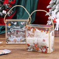 5Pcs Christmas Transparent Gift Box Pastry Gift Bags PVC Clear Candy Biscuit Baking Box