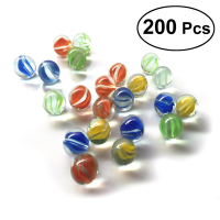 ชุด200 16มม. Cats Eyes Glass Shooter &amp; Marbles ลูกบอลลูกปัดแก้วลวดลายสีสันสดใสสำหรับเด็ก