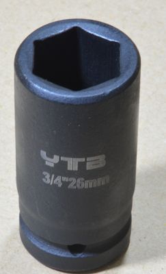 YTB ลูกบล็อก ลูกบล็อกยาว ลูกบล็อกดำ 3/4 นิ้ว (6หุน) เบอร์ 26 mm ยาว 78 mm