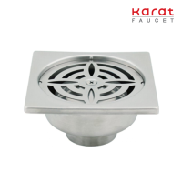 Karat Faucet ตะแกรงกันกลิ่นแบบเหลี่ยมต่อท่อ PVC ขนาด Ø 1.5-3  นิ้ว หน้าแปลน 3.5 นิ้ว (สเตนเลส 304) รุ่น KA-56-831-ST