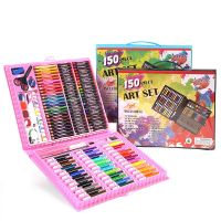 150PCS Childrens Painting Set Students Art Brush Birthday Gift Watercolor Pens &amp; Oil Pastels &amp; Colored Pencils Tools Organizers Drawing Painting Supp