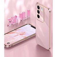 เคสชุบสำหรับ Vivo V27E V27 Pro 5G 2023ตะเข็บขอบตรงซิลิโคนนิ่มเคสโทรศัพท์ฝาครอบปลอกกันกระแทก