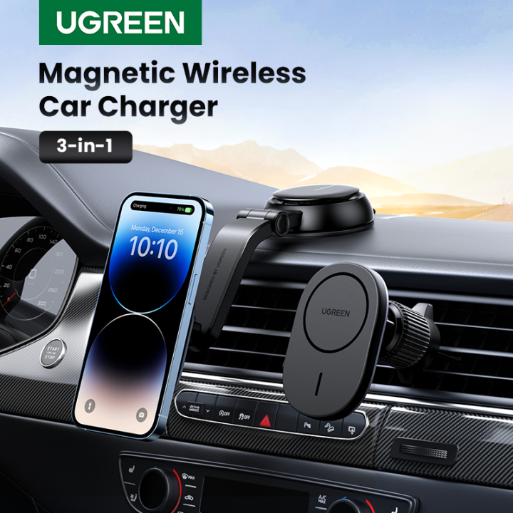 UGREEN 3-in-1 Magnetic Wireless Car Mount Charger 7.5W for i-Phone 14 ...