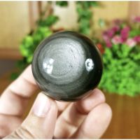 1Pc Natural Silver Obsidian Sphere ลูกแก้วออบซิเดียนสีเงิน| Top Quality | Silver Obsidian is believed to bring advantage