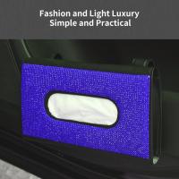 Car Tissue Holder Bling Car Visor Tissue Holder PU Leather Crystal Hanging Sun Visor Tissue Box Glitter Napkin Holder Dispenser