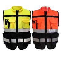 Unisex High Visibility Reflective Safety Vest Multi Pockets Workwear Safety Protective ClothingTraffic Warning Mesh Waistcoat