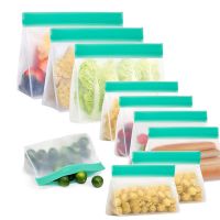 New 1PC PEVA Food Storage Bag Leakproof Reusable Freezer Sandwich Ziplock Silicone Bag Food Preservation Bags Color Random