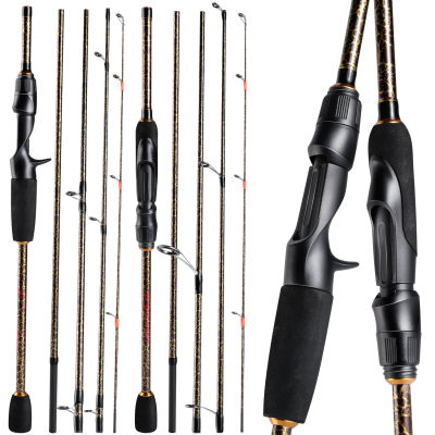 Souilang Multicolor Spinning Casting Fishing Rod 5 Section Portable Carbon Fishing Pole for Freshwater Fishing Tackle
