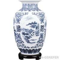 【hot】● Jingdezhen Vase Retro-ancient Landscape Dumb and Arrangement Small Dry