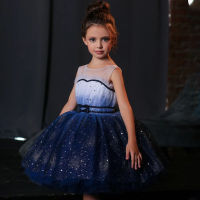 Girl Princess Gradient Dress Lace Tulle Child Vestido Sleeveless Wedding Party Birthday Tutu Dress Child Clothes