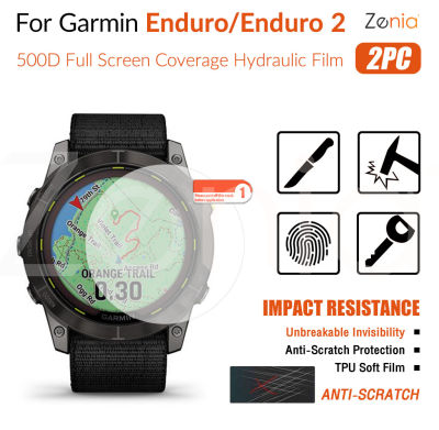 Zenia 2PCS HD ฟิล์มกันรอยขอบโค้งแบบเต็มหน้าจอสำหรับ Garmin Enduro 2 Enduro2 สมาร์ทวอทช์ HD 9H ฟิล์มนุ่ม TPU ล่องหนล่องหนมองไม่เห็นฟิล์มป้องกัน ฟิล์มป้องกันการระเบิดป้องกันรอยขีดข่วน