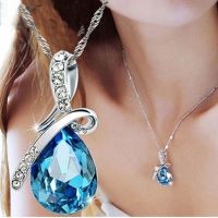 Crystal Rhinestone Necklace Womens Silver Necklace Silver Chain Necklace Crystal Pendant Necklace Womens Necklace