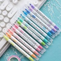 DKM 12ชิ้น/เซ็ต Mildliner เครื่องเขียนปากกาเน้นข้อความสองหัวปากกาเรืองแสง12สีปากกาทำเครื่องหมายน่ารัก Mildliner