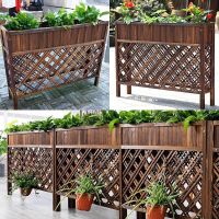 [COD] Restaurant partition flower stand anti-corrosion outdoor wooden fence courtyard guardrail decoration balcony shelf