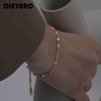 DIEYURO 316L สายข้อมือโลหะแวววาวเป็นประกายสแตนเลสสำหรับผู้หญิง2021ใหม่แฟชั่นประณีตเครื่องประดับข้อมือของขวัญคริสต์มาส