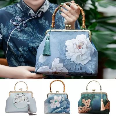【Hot Sale】 Mothers Day celebrity with cheongsam bag retro womens oblique cross dinner Chinese style