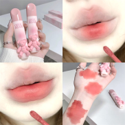 Gege Bear Cute Pink Bear Lip Gloss Velvet Matte Lip Glaze Long Lasting