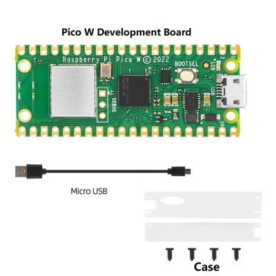 For Raspberry Pi Pico W+Acrylic Case+Micro-USB Cable RP2040 Dual Core 2MByte Flash Wireless Wifi Development Board Kit