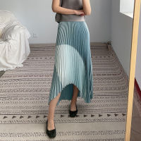 Sanzhai Fashionable Pleated Skirt For Women Spring And Autumn New Contrast Color Irregular Elegant Slightly Mature Niche Printed Pleated Skirt