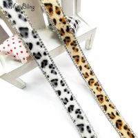 1yard Hotfix Glass Rhinestone Center Leopard Plush Fabric Crystal Ribbon Trim Diamond Strass Applique For Clothes Crafts